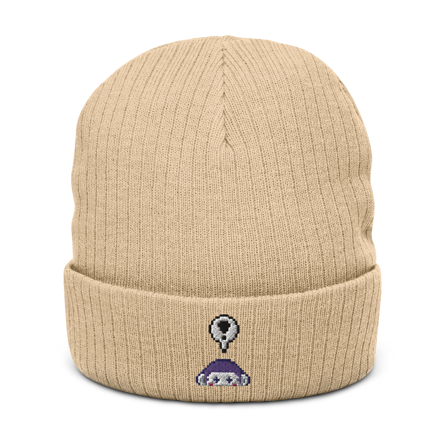 Pixelated Ribbed Knit Beanie