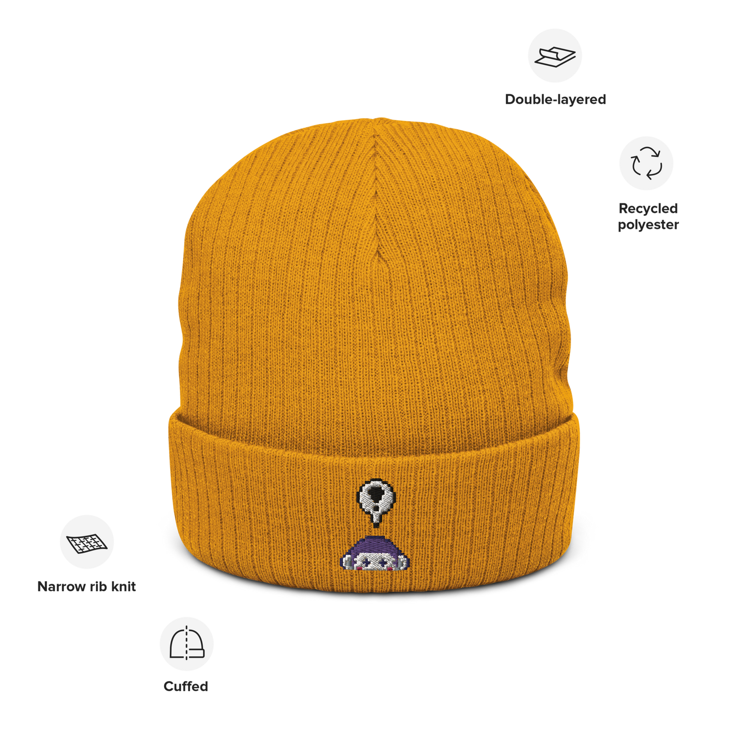 Pixelated Ribbed Knit Beanie
