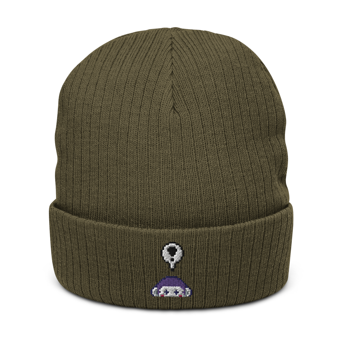 Pixelated Ribbed Knit Beanie