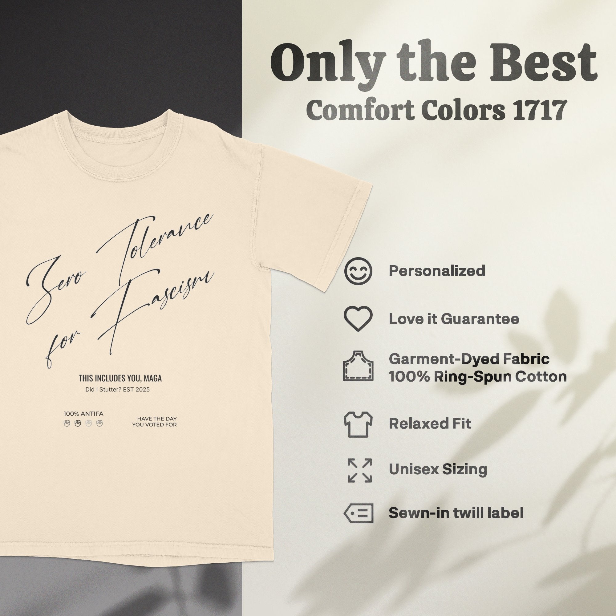 a t - shirt with the words comfort colors 17 7 on it