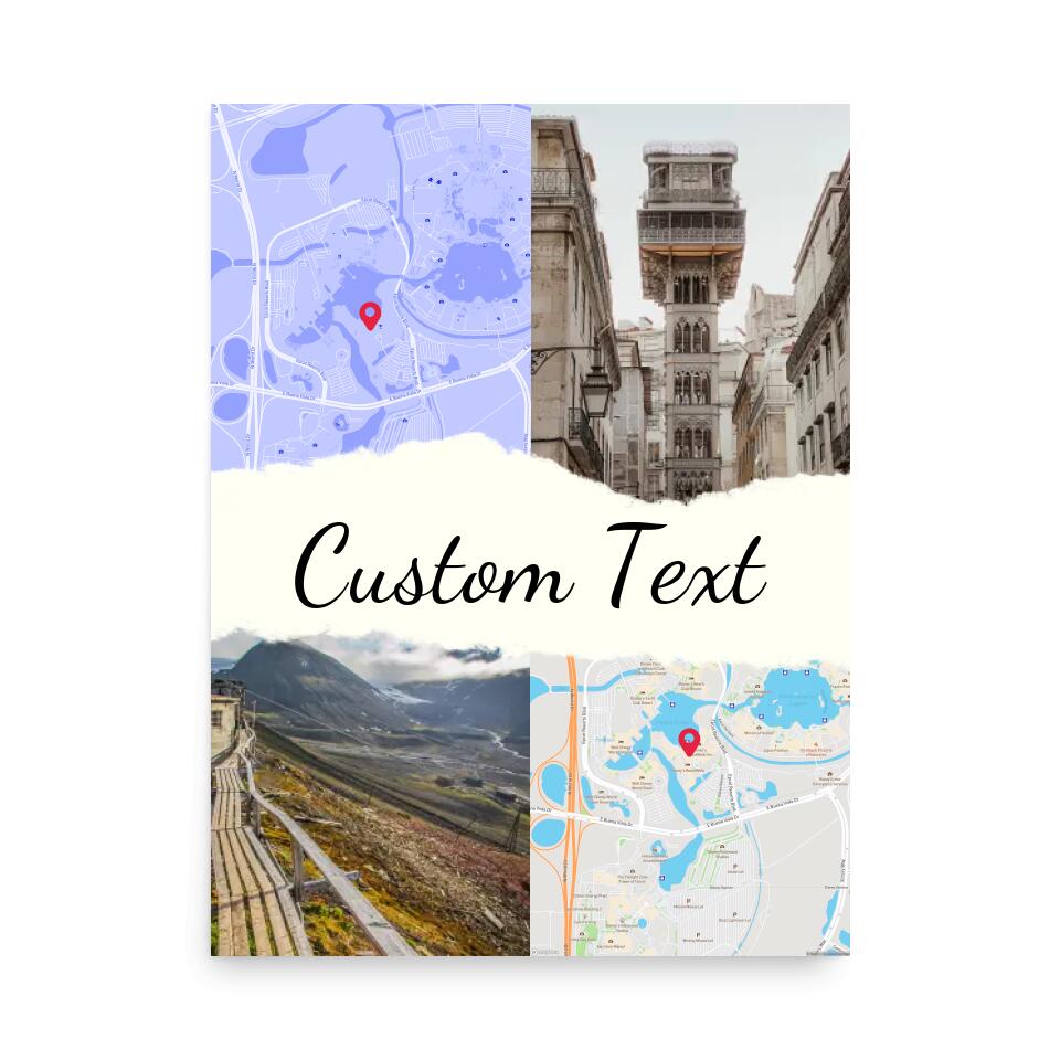 Personalized Map Poster | Two Locations & Photos