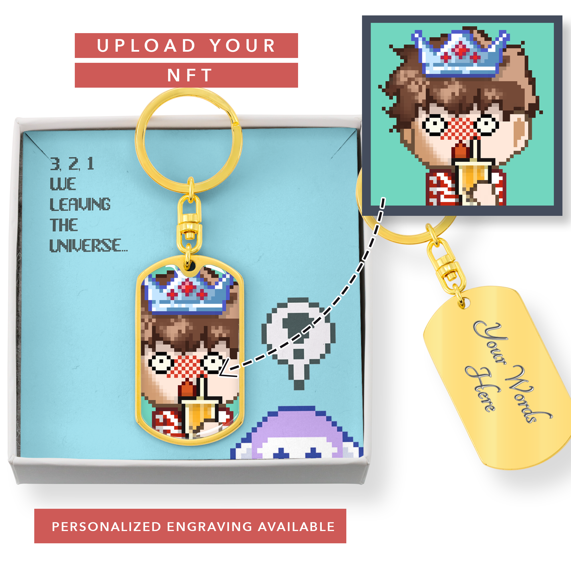 Pixelated Custom NFT Dog Tag