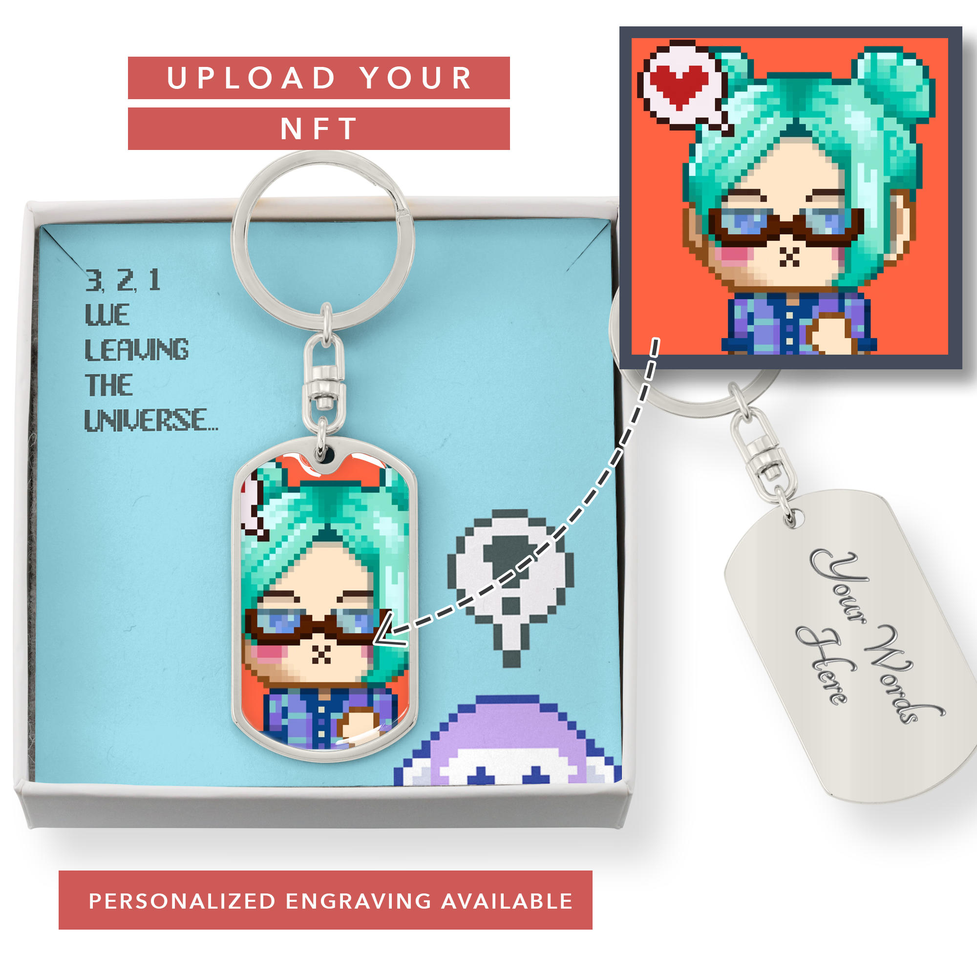 Pixelated Custom NFT Dog Tag