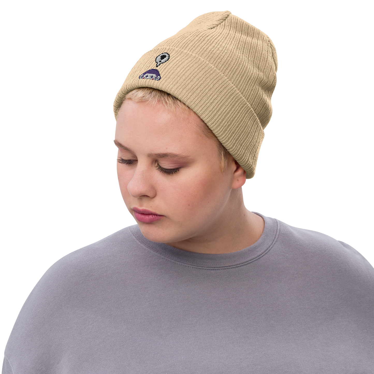 Pixelated Ribbed Knit Beanie